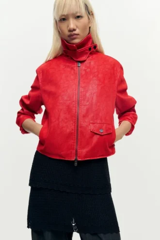 Rote Kunstleder-Jacke Rote Kunstleder-Jacke