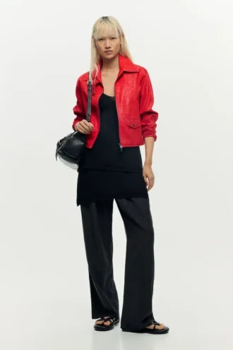 Rote Kunstleder-Jacke Rote Kunstleder-Jacke