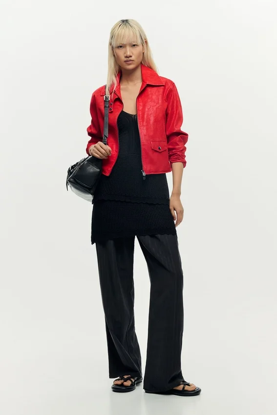 Rote Kunstleder-Jacke Rote Kunstleder-Jacke