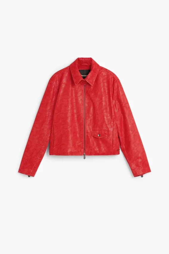 Rote Kunstleder-Jacke Rote Kunstleder-Jacke