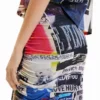 Schmaler, geraffter Midi-Rock mit Collagen-Print Schmaler, geraffter Midi-Rock mit Collagen-Print