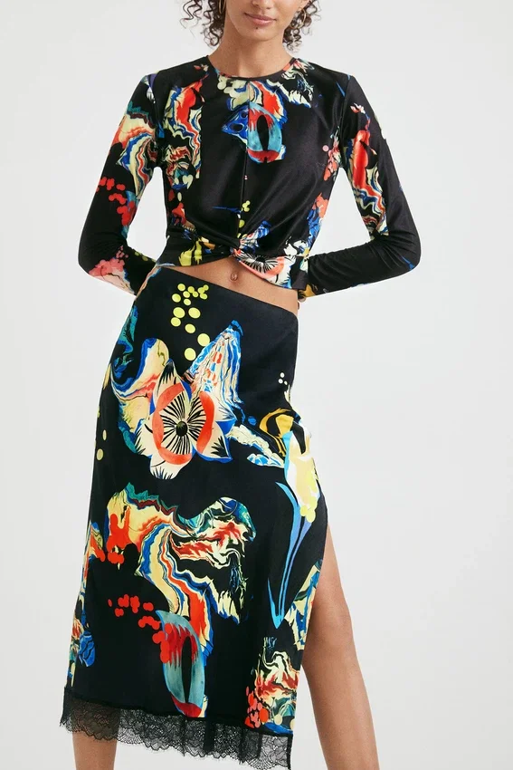 Schmaler Midi-Rock mit Print Schmaler Midi-Rock mit Print