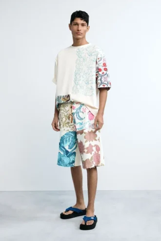 Strick-Bermudas mit Blumenmuster Strick-Bermudas mit Blumenmuster
