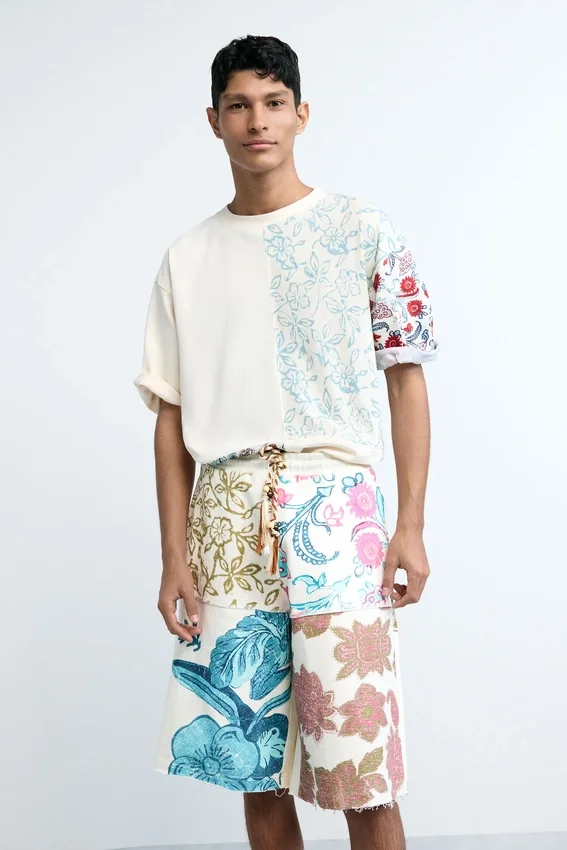 Strick-Bermudas mit Blumenmuster Strick-Bermudas mit Blumenmuster