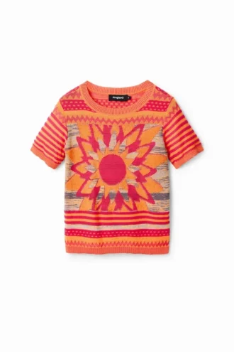 Strick-T-Shirt mit Blumenmotiv Strick-T-Shirt mit Blumenmotiv