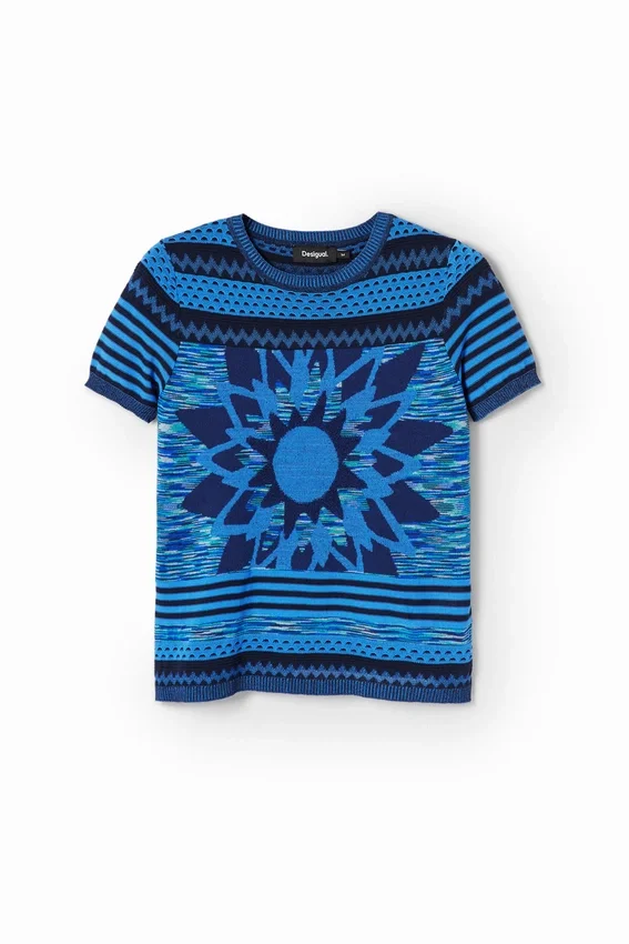 Strick-T-Shirt mit Blumenmotiv Strick-T-Shirt mit Blumenmotiv