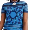 Strick-T-Shirt mit Blumenmotiv Strick-T-Shirt mit Blumenmotiv