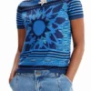 Strick-T-Shirt mit Blumenmotiv Strick-T-Shirt mit Blumenmotiv