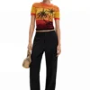 Strick-T-Shirt mit Palmenmotiv Strick-T-Shirt mit Palmenmotiv