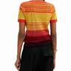 Strick-T-Shirt mit Palmenmotiv Strick-T-Shirt mit Palmenmotiv