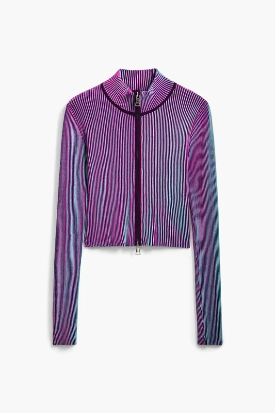 Strickjacke mit doppeltem Reißverschluss Strickjacke mit doppeltem Reißverschluss