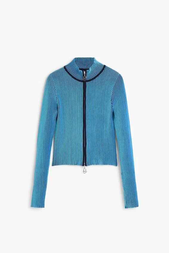 Strickjacke mit doppeltem Reißverschluss Strickjacke mit doppeltem Reißverschluss