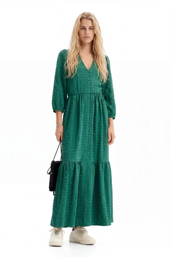 Strukturiertes langes Kleid Strukturiertes langes Kleid