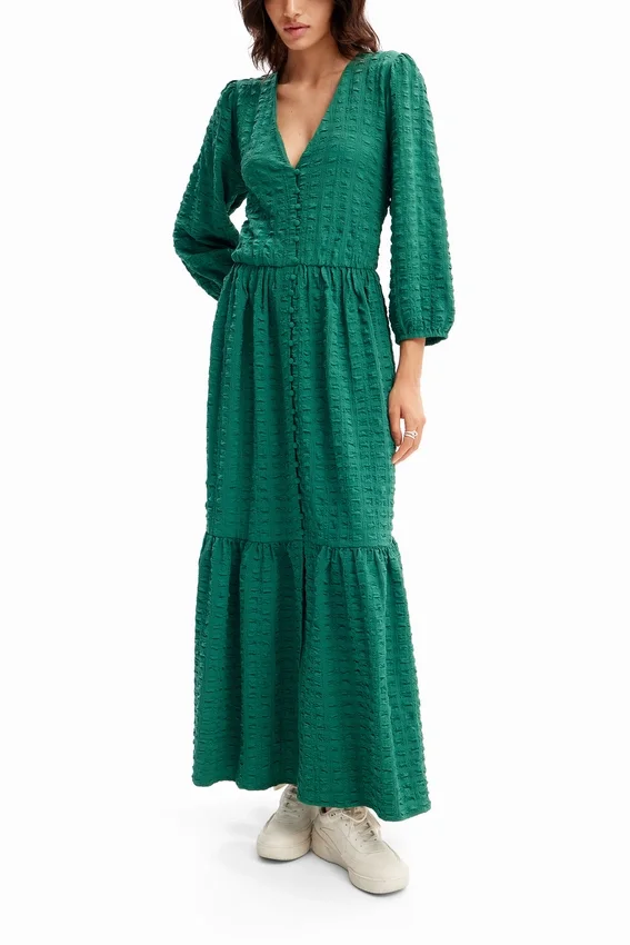 Strukturiertes langes Kleid Strukturiertes langes Kleid