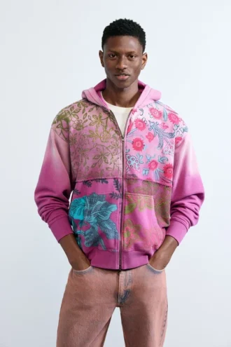 Sweatshirt mit Reißverschluss und Blumenmuster