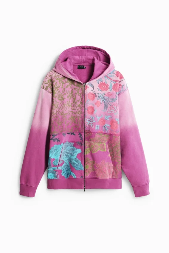 Sweatshirt mit Reißverschluss und Blumenmuster Sweatshirt mit Reißverschluss und Blumenmuster