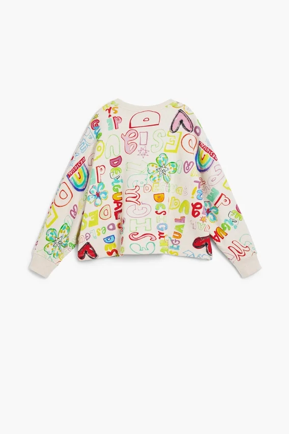Sweatshirt mit weitem Ärmel und Schriftzug Sweatshirt mit weitem Ärmel und Schriftzug