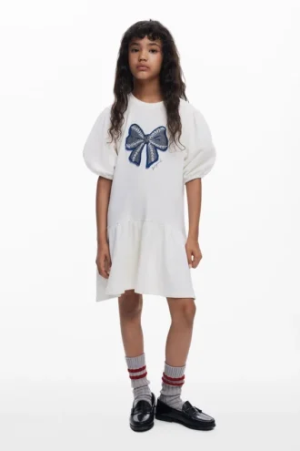 Sweatshirts-Kleid mit Schleife