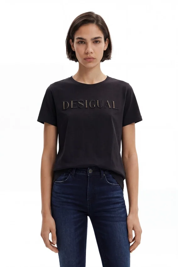 T-Shirt mit glänzendem Logo T-Shirt mit glänzendem Logo