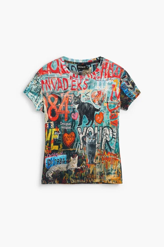 T-Shirt mit Katzenprint T-Shirt mit Katzenprint