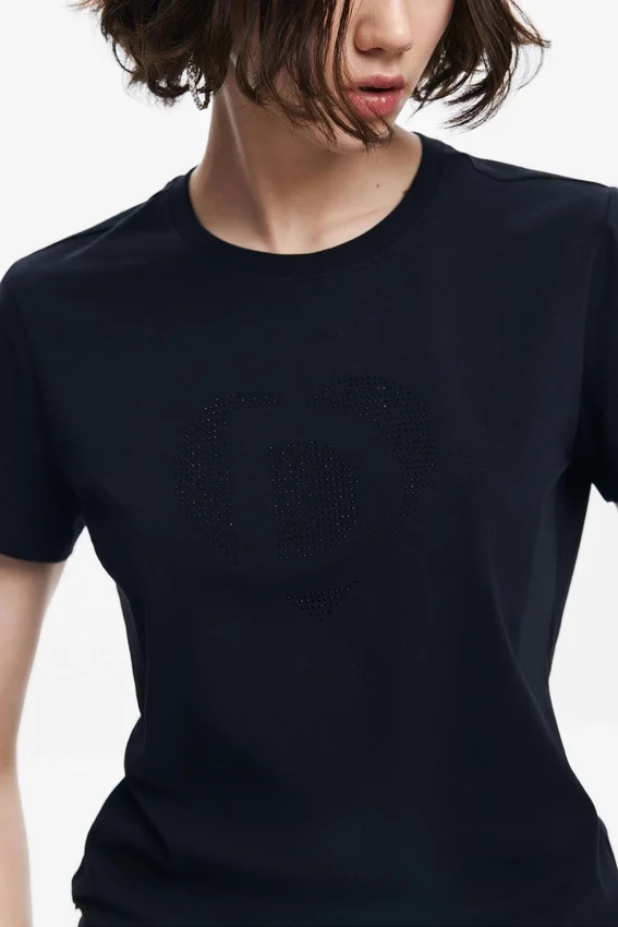 T-Shirt mit Strass-Logo T-Shirt mit Strass-Logo