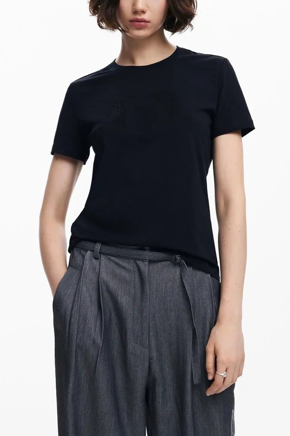 T-Shirt mit Strass-Logo T-Shirt mit Strass-Logo