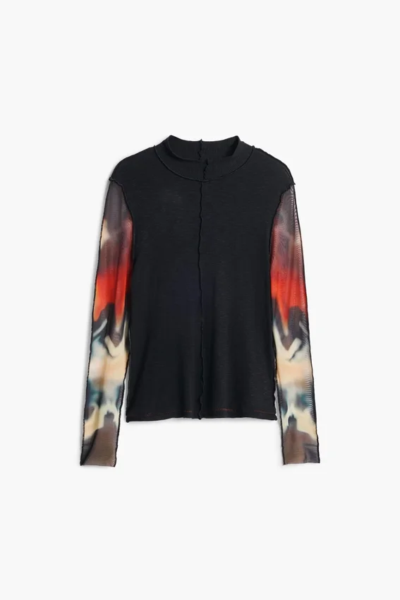 T-Shirt mit transparenten Ärmeln T-Shirt mit transparenten Ärmeln