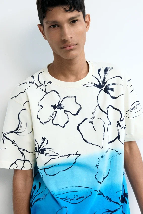 T-Shirt mit tropischem Farbverlauf T-Shirt mit tropischem Farbverlauf