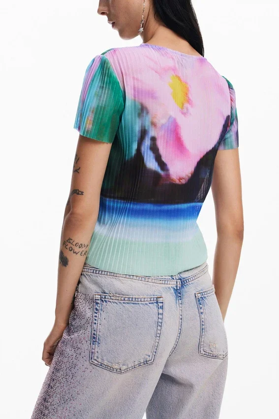 T-Shirt mit verblasstem Landschaftsmotiv T-Shirt mit verblasstem Landschaftsmotiv