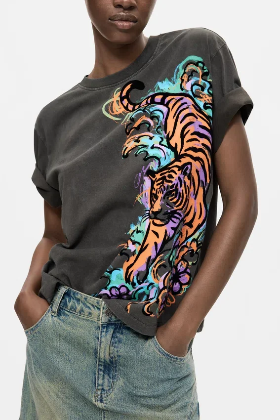Tiger-T-Shirt 100 % Baumwolle Tiger-T-Shirt 100 % Baumwolle