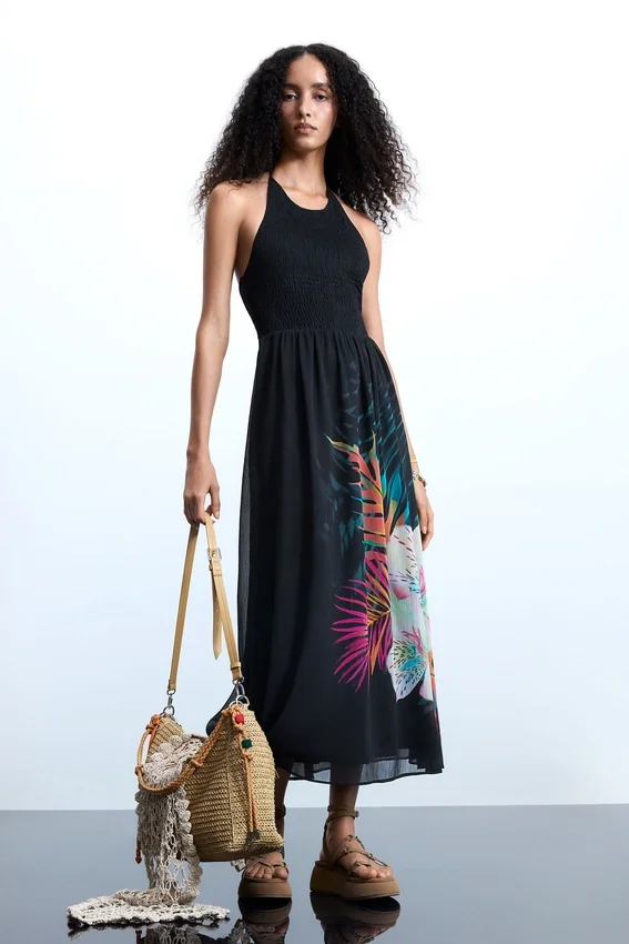 Tropisches Neckholder-Kleid Tropisches Neckholder-Kleid
