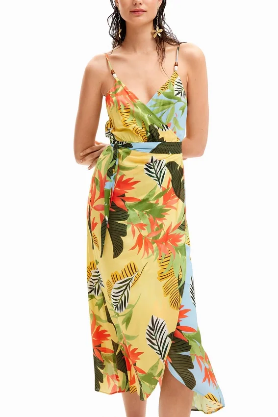 Tropisches Wickel-Midikleid Tropisches Wickel-Midikleid