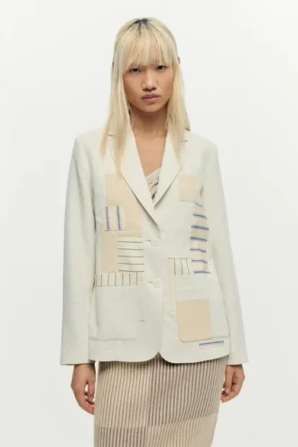 Weißer Patchwork-Blazer Weißer Patchwork-Blazer