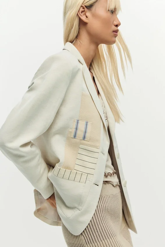 Weißer Patchwork-Blazer Weißer Patchwork-Blazer