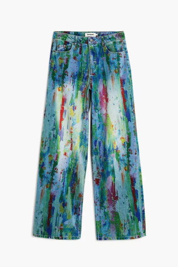 Weit geschnittene Splatter-Jeans Weit geschnittene Splatter-Jeans