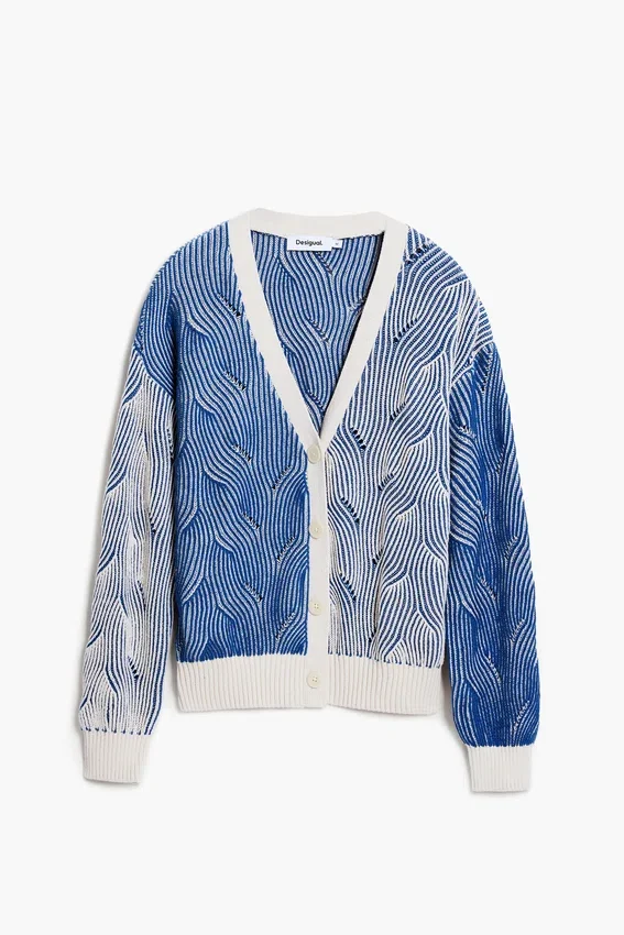 Zweifarbiger Strickcardigan Zweifarbiger Strickcardigan