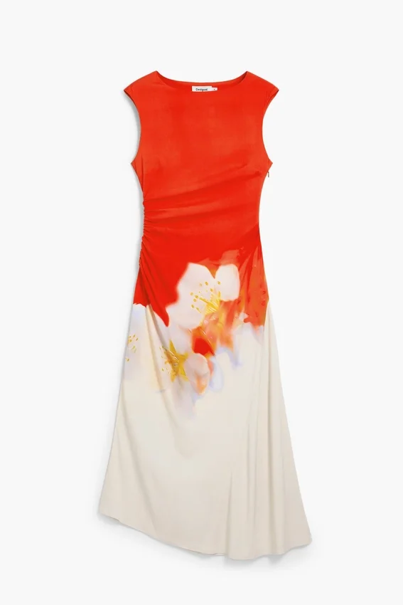 Zweifarbiges Blumenkleid Zweifarbiges Blumenkleid
