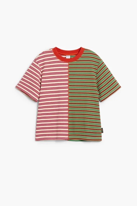 Zweifarbiges gestreiftes T-Shirt Zweifarbiges gestreiftes T-Shirt
